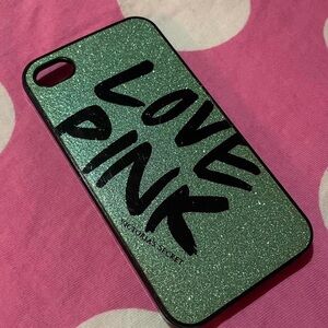 Vintage VS PINK iPhone Case • Teal / Black Glitter Hard Case